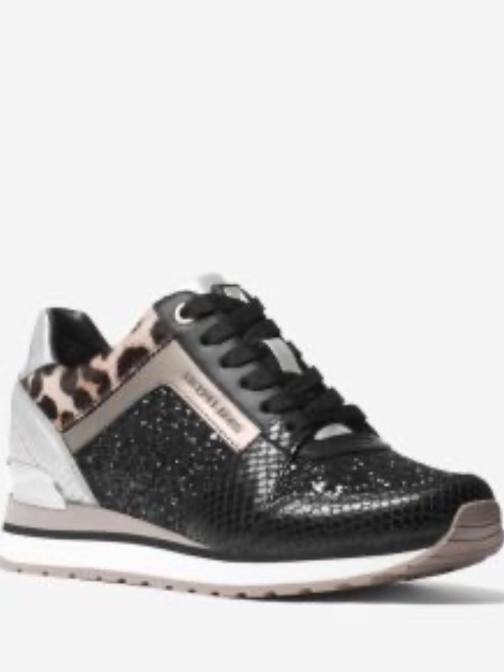 MICHAEL Michael Kors Black Sneaker with Leopard Accent